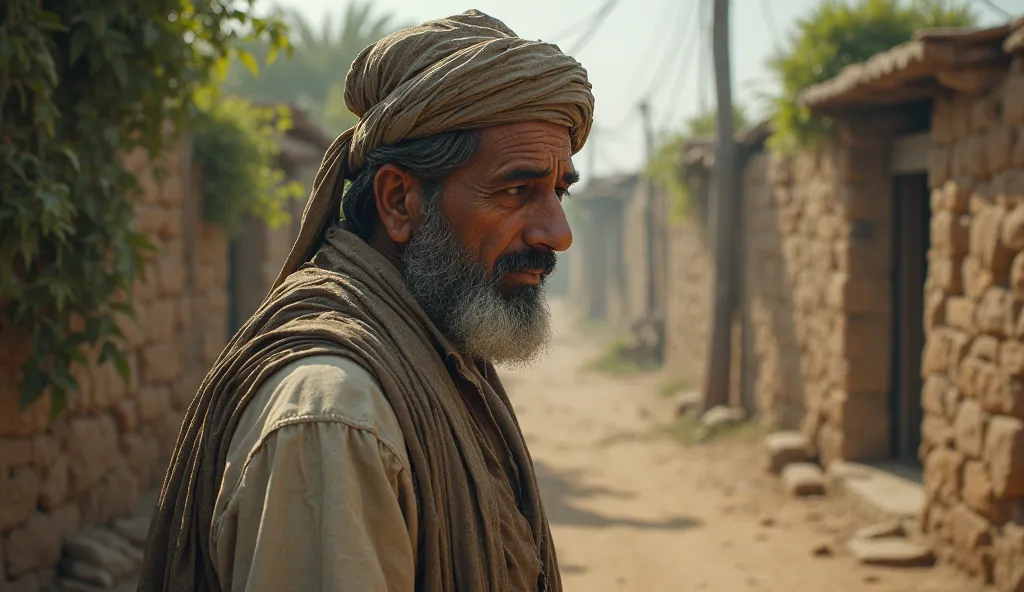 A Pakistani village man thinking don't show face