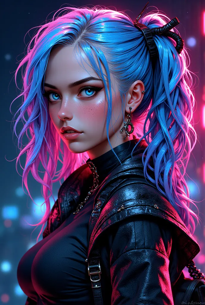 Girl — a combination of contrasts.  hair, словbut два полюса: blue and pink, cold and fire. The square makes the image sharper, словbut ты давbut решила, what you want to be, but оставила место для перемен.  

Blue eyes are deep, attentive. There is more i...