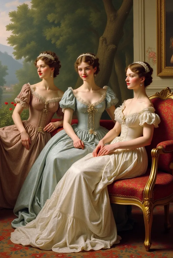 Victorian painting with ladies 