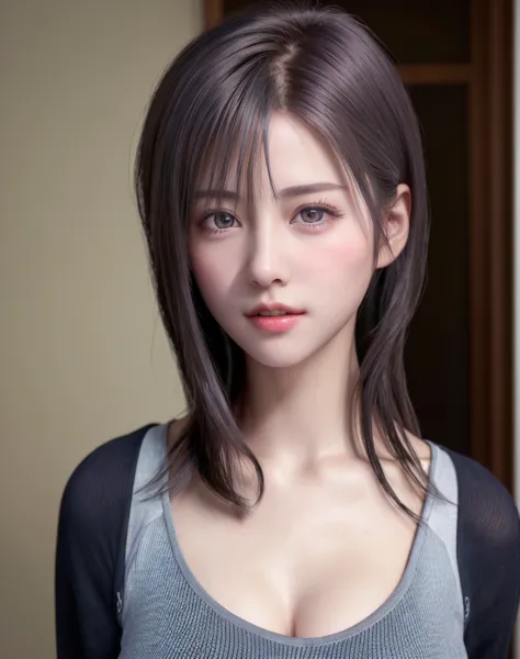 (8K, Photorealistic, Raw photo, of the highest quality: 1.3), (1girl in), Super beautiful, (Realistic face), (boyish, Silver Color Berry Shorthair), Beautiful , Glare that captivates viewers, Beautiful expression, Beautiful breasts, (Realistic skin), Beaut...