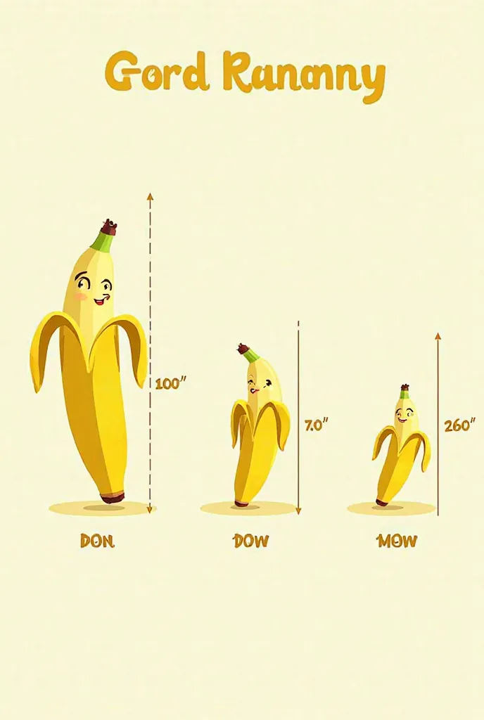 The prompt for the image could be: "Create a playful and educational infographic showing the growth of a banana over three different days, with measurements in inches."