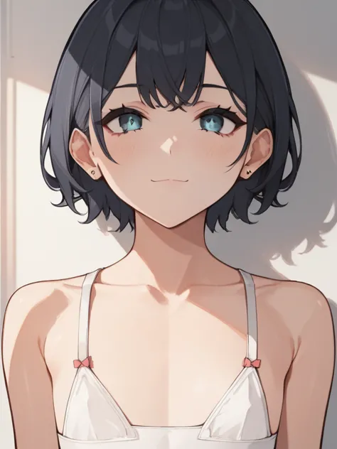 score_9, score_8_ up, score_7_ up, score_6_ up,  source_anime break，nsfw，fisheye lens，(nsfw,  nudes:1.8), ((flat chest:1.5)), (beautiful Japanese girl)、short hair、18 years old、(cute girl with no left leg:1.3)、Girl&#39;s smile、 black hairの、skinny、 without m...