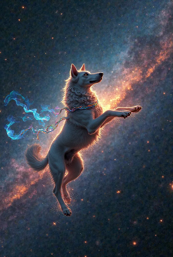 Flying dog in outer space 