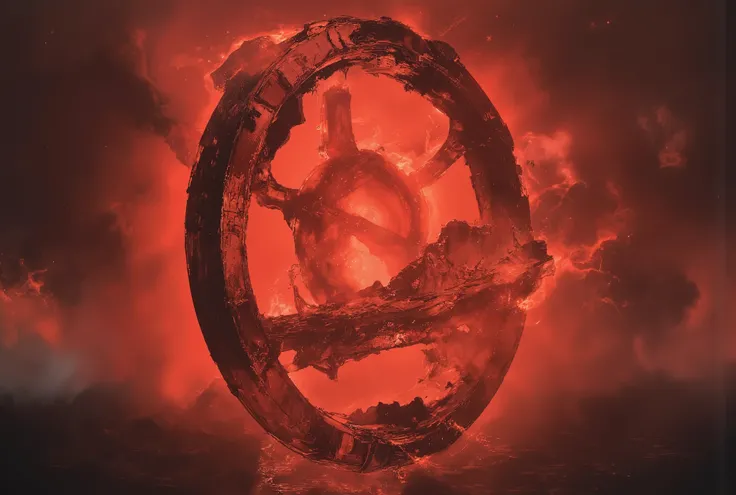 supermassive ringworld floating in space, represents the last hope and final frontier of a dying human race. it has sleek complex yet deteriorating structure, silhouetted by the dim, fading light of a distant supernova. The lighting is soft but mournful, c...