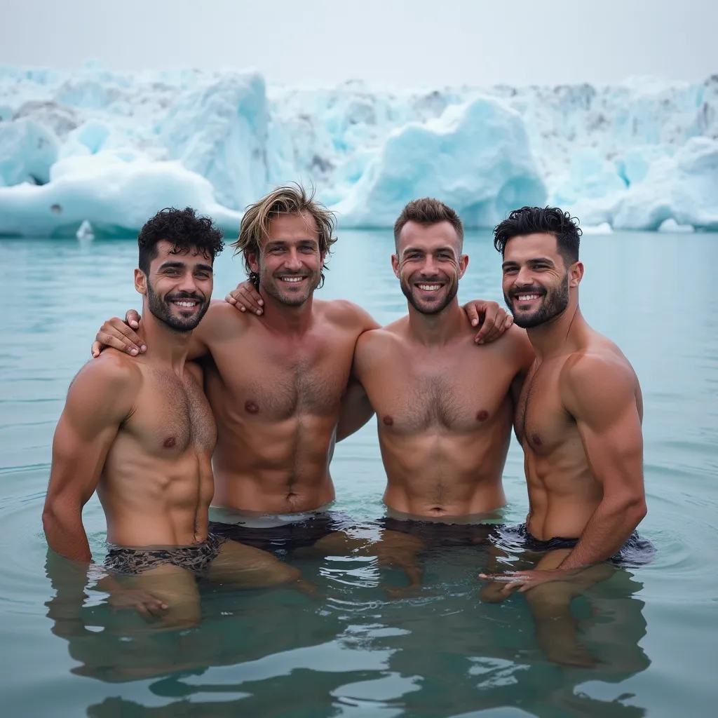 4 beautiful Latino men,  Brasileiro,Light,A dark-haired man, a blond, one brown and one black,naked,underwear sex transparent, naked,defined coastline, blue eyes 
Bangs on straight and short black hair,thick, shapely shell, athletic and hairy body
big, upt...