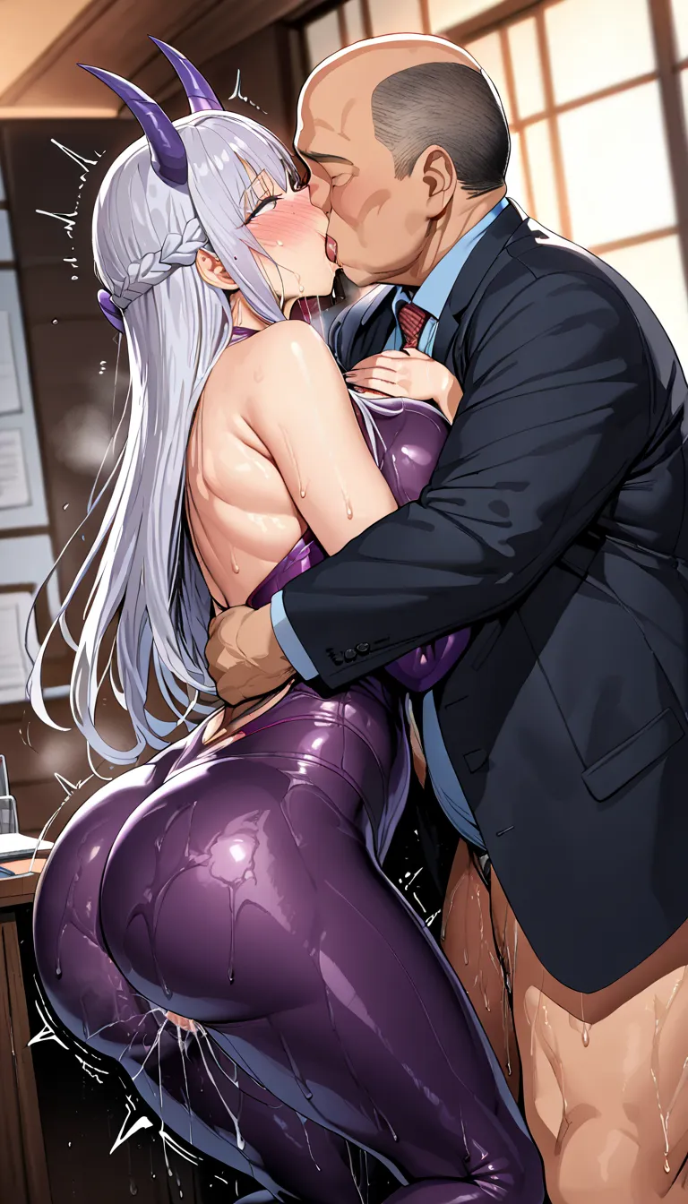 nsfw,High quality,Ultra-high resolution,High-definition illustrations,Masterpiece,extremely detailed,highres,((sex 1.5)),((Deep kiss: 1.5)),japanese,eyes pink grow,mature hetero couple,Eyes drowning in pleasure,(married secretary sexy milf is 1 girl,white ...