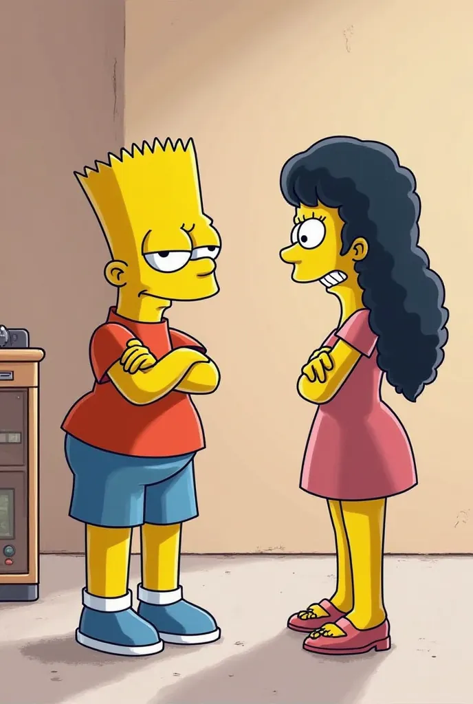 Create an image of Bart Simpson rejecting a female with no background 