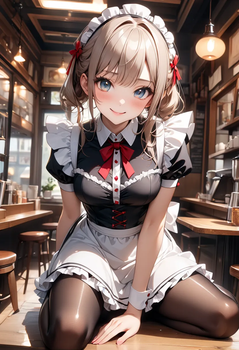 ((smile)), (Cowboy Shot), ((Formal maid costume, apron, skirt, pantyhose)), ((Shiny Costumes)), skindentation, break, skinny, alone, solo, Masterpiece, highest quality, highest quality, 16K, incredibly absurd, highly detailed, 2.5D, ai-generated, delicate ...