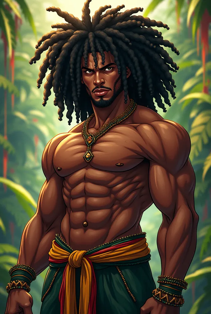 Anime negro rasta hair tall and strong