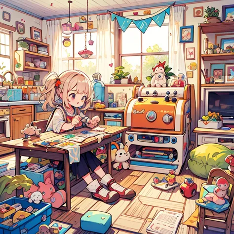 prompt:
  description: "A warm, soft watercolor illustration for a ren's picture book."
  scene:
    setting: "A cozy, cluttered playroom filled with scattered toys."
    toys:
      - "Toy trains on the floor."
      - "A shovel beside a toy tool box."
  ...