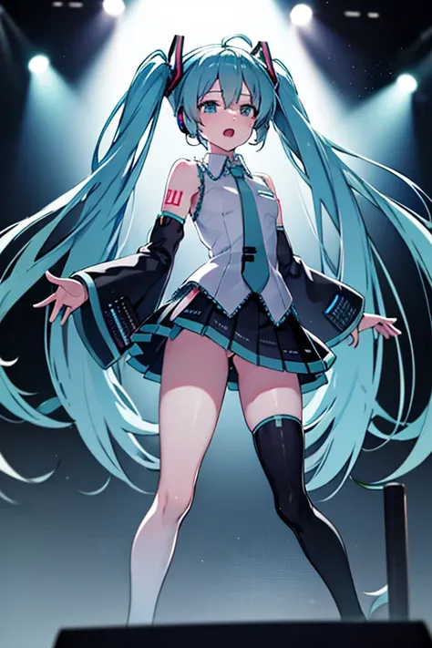 Hatsune Miku singing on the live stage