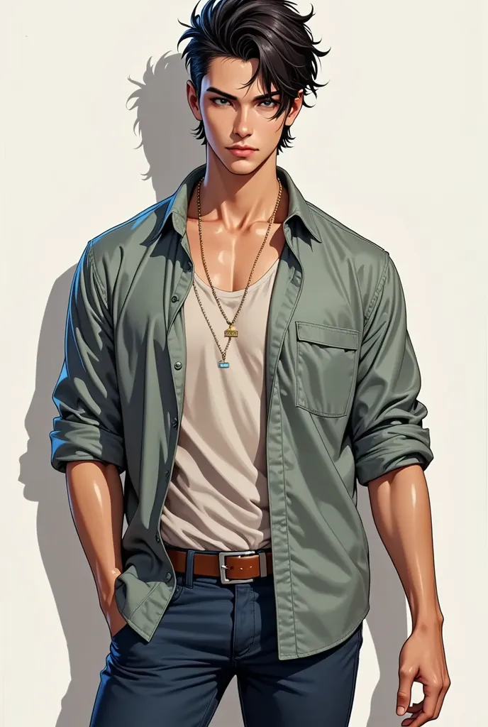 Young man fresh handsome piercing anime illustration