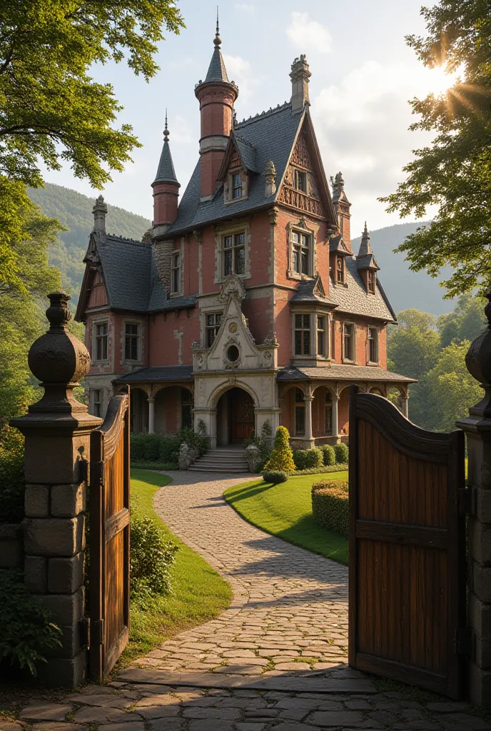 A stylish house with a large roof in medieval Europe