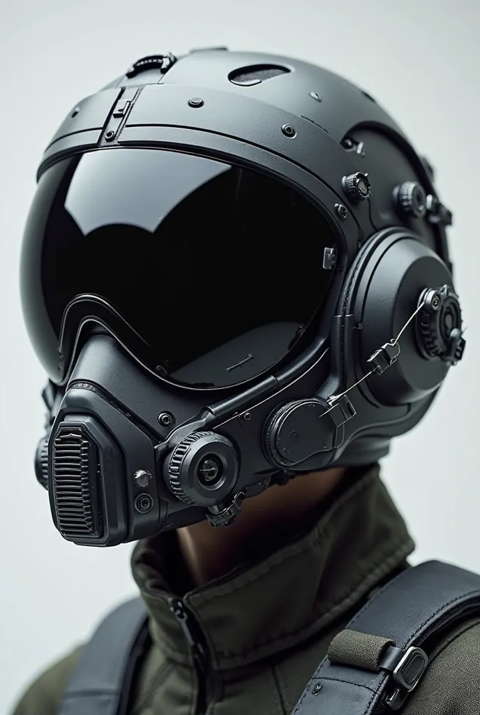 Here is a precise description of a military aviation helmet for AI:

**"A modern military aviation helmet, designed for fighter pilots. The helmet features a sleek, aerodynamic shell made from lightweight yet highly durable composite materials, such as Kev...