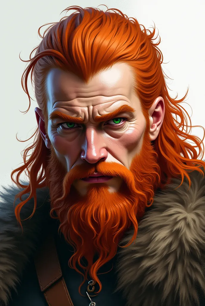 Ragnar with clean face,  redhead, green eyes and free style. If you want to edit something else,  keep talking !

