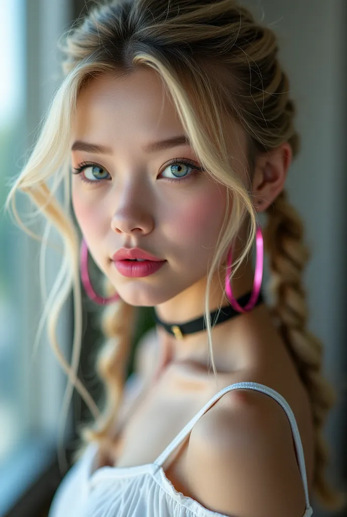  a girl,  sexy 18 year old girl, chica nude, pigtails,  beautiful face,  splendid,  beautiful,  beautiful,  beautiful face, pale skin, regions, blond hair, blue eyes, full, shiny lips, big lips, thick lips, parted lips , long , mask, skinny thighs, petite ...