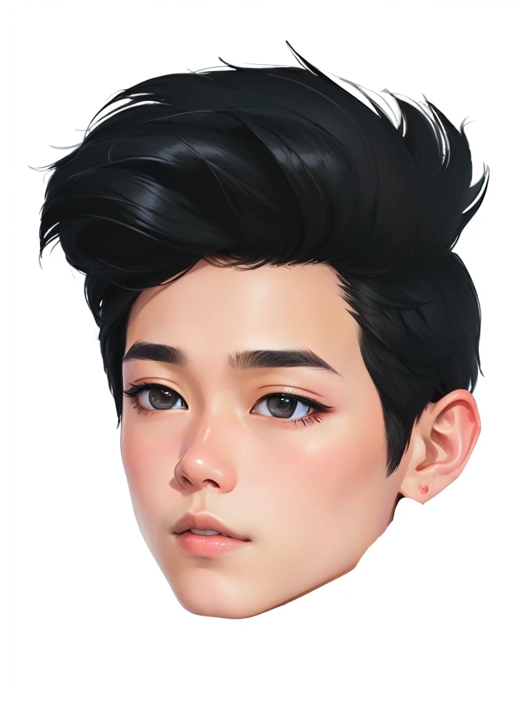 a close up of a person with a black hair and a white shirt, 2d portrait, realism artstyle, cartoon digital painting, cartoon artstyle, lineless, detailed face of a asian boy, detailed vectorart, handsome stunning realistic, high quality portrait, [ digital...