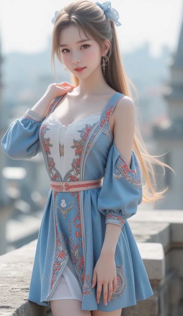 (  Super Cute Young Face  :1.1),(  Sparkling Clear Glamorous Eyes  :1.1), (Japanese idol's face :1.1),Super real,Surreal,  Very Beautiful Cute Girl  ,(Baby Face:1.2),(18 years old:1.2),, fine, smooth and soft long brownish yellow straight hair, fair skin,(...