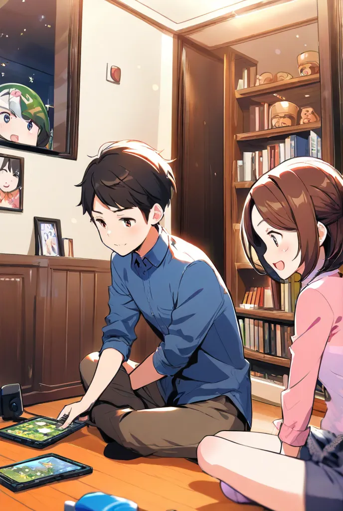 Cute people playing games at home
