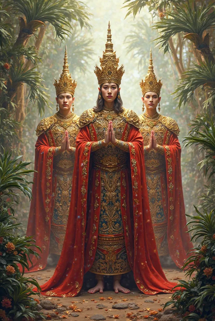 All four kings wore full Thai costumes