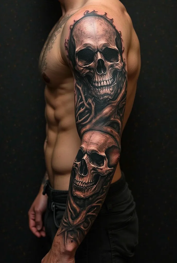 Skull tattoos on the arm 