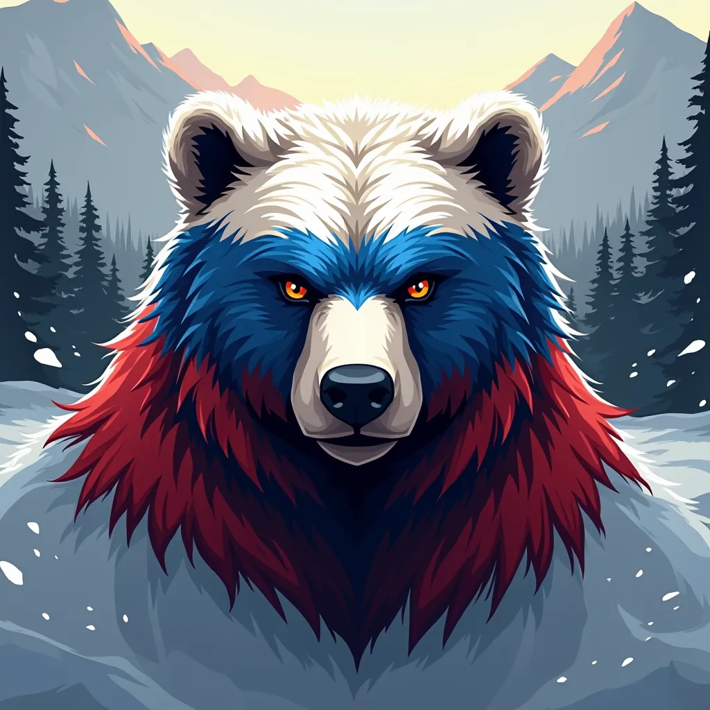 bear head logo with russia flag colors