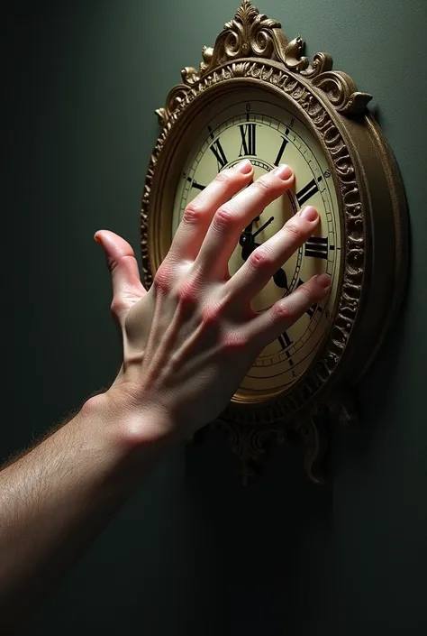 A hand controlling the clock