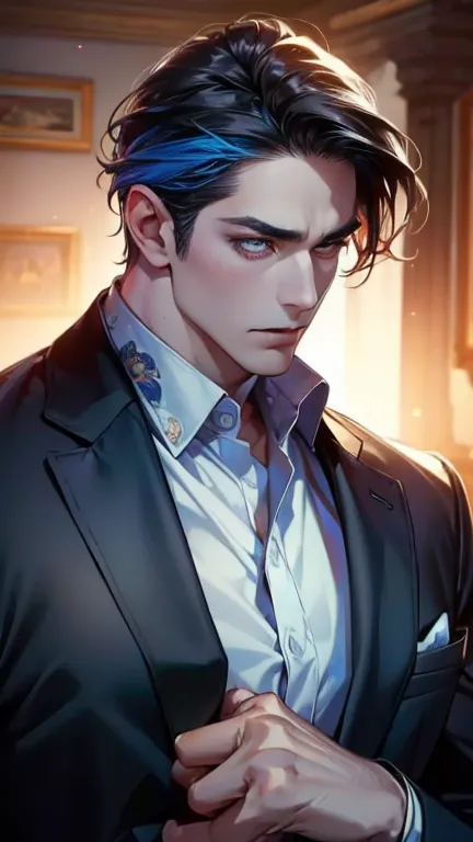 (    best quality,4K,8k,       highres,    masterpiece :1.2),    breasts    ,(Realistic,photoRealistic,photo-Realistic:1.37),36-year-old man,3 day beard,Beautiful anime,Portraits,strong,masculine,         with black hair  ,sharp jaw,              mesmerizi...