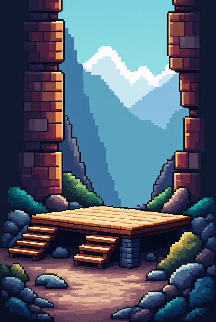 pixel art, platform, stone, brittle,  32x, rectangle