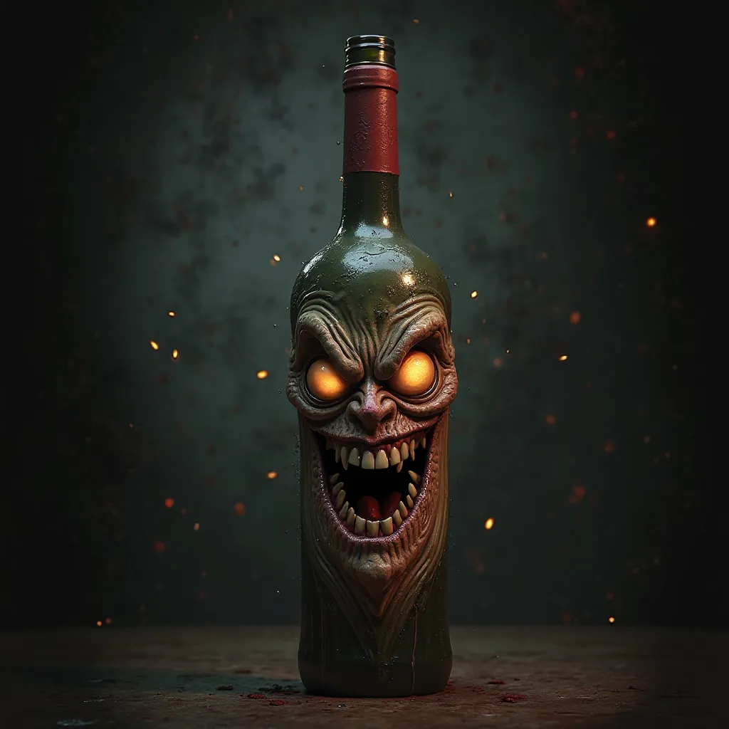 draw a wine with a scary face,  who talks "baby you completed the task with 5 plus!)"