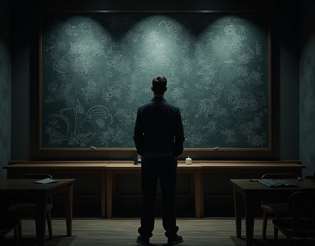 ultra-realistic, photorealistic, dramatic scene, Doodles on the Blackboard