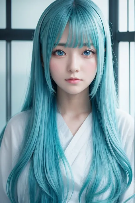 An older sister with an anime pattern with a sense of cleanliness
Light blue with long hair
Her expression is soft and her eyes are jade colored