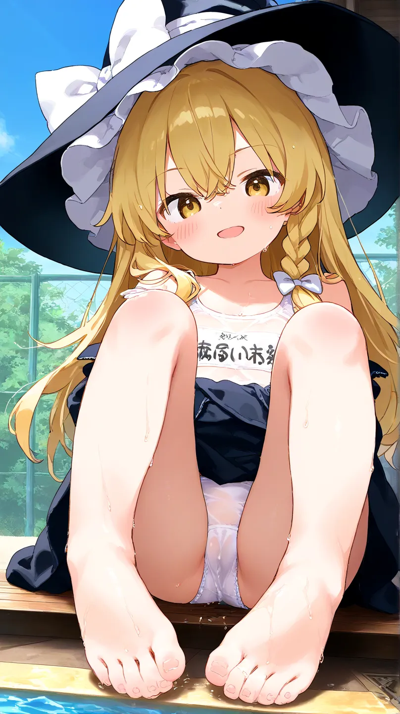 Kirisame Marisa、sitting、 my feet are wet
