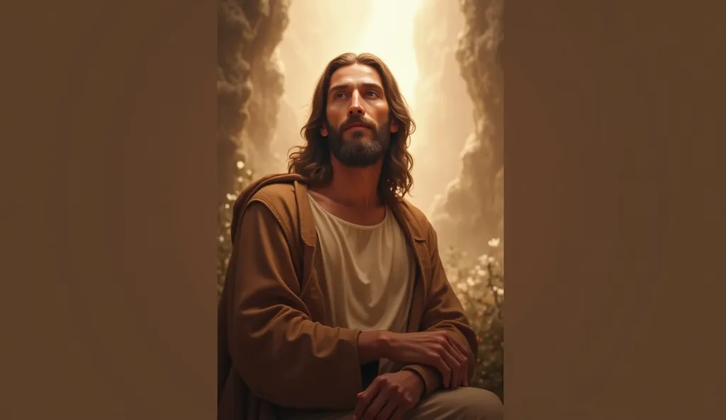 Generate an image of Jesus seated 