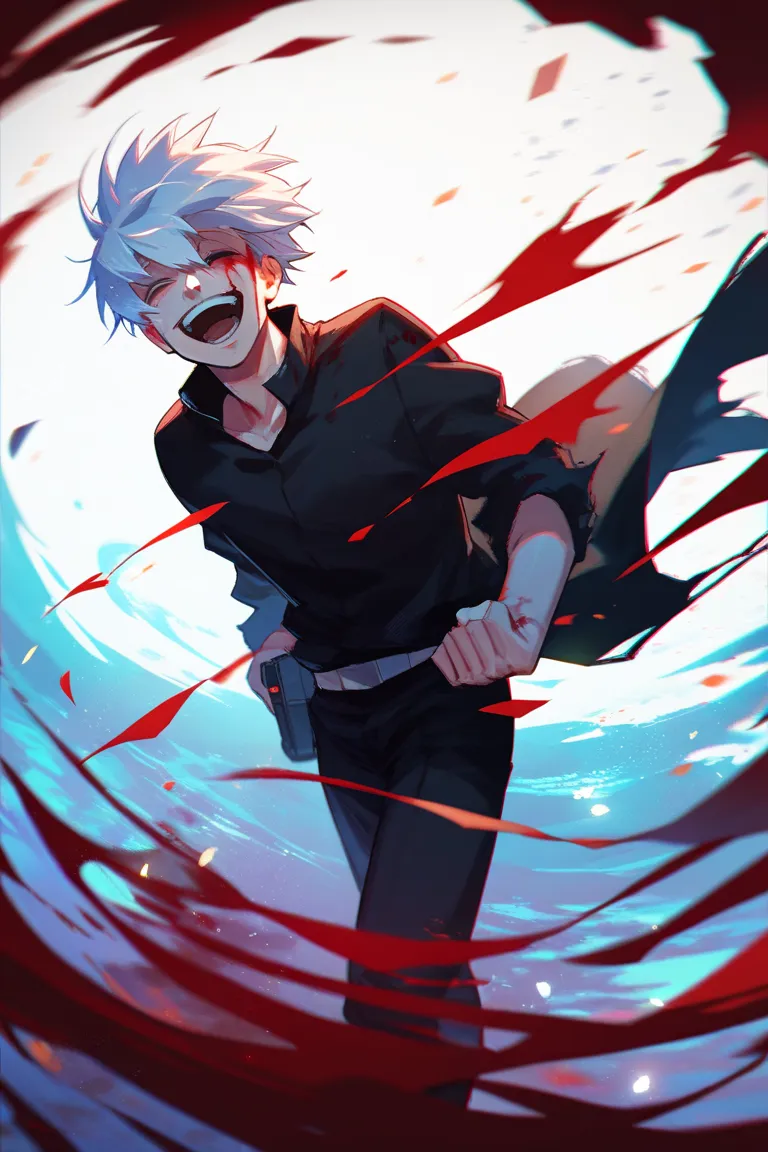 Kaneki Ken Tokyo Ghoul, A lot of blood, Bloody tears, Maniac, Laughing