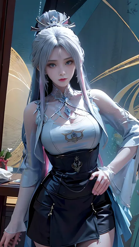 Close - up of a white - haired miss wearing a white mask. This is a beautiful character painting in the Guweiz (presumably a specific style name) style, depicting a white - haired goddess. The author is Yang Jie. It's an epic and beautiful character art, s...