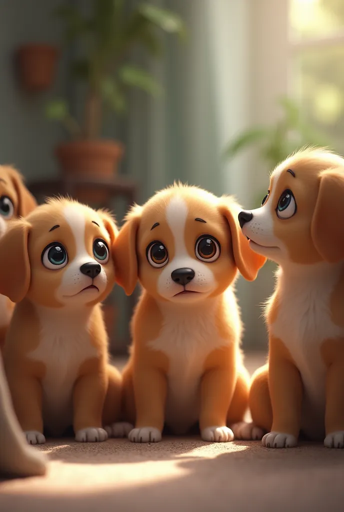 Puppies that are worried because they don't understand no matter how much they think about it