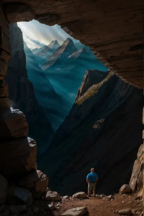 facial portrait of a 20-year-old boy_Boy gives, bully, redneck, Apalache, mountain cliffs, ,  magic, subsurface dispersion, cinematic lighting, dramatic angle, watching the spectator, 