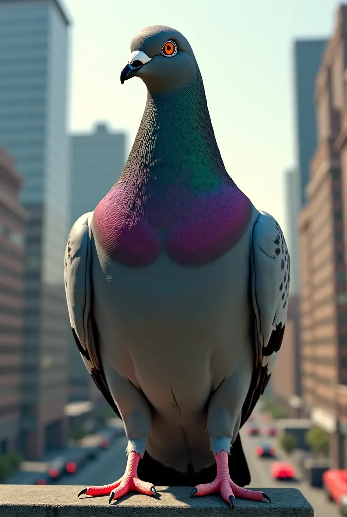 Pigeon with Big human gest with face of Dwayne Johnson with autism and down syndrome with Big boobs