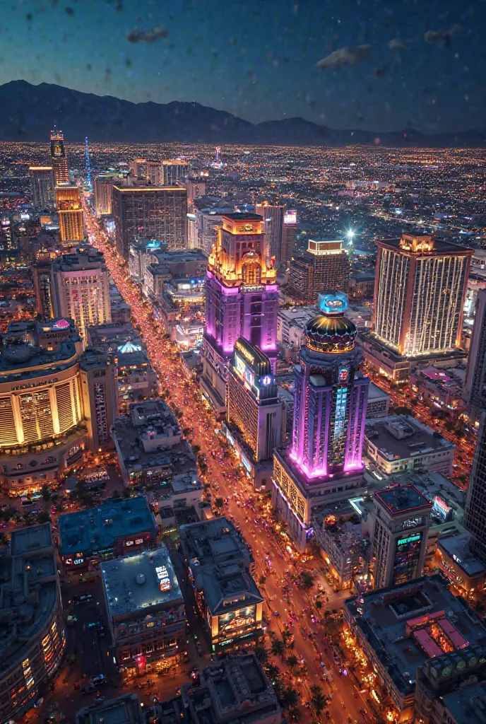 Las Vegas the night from above 