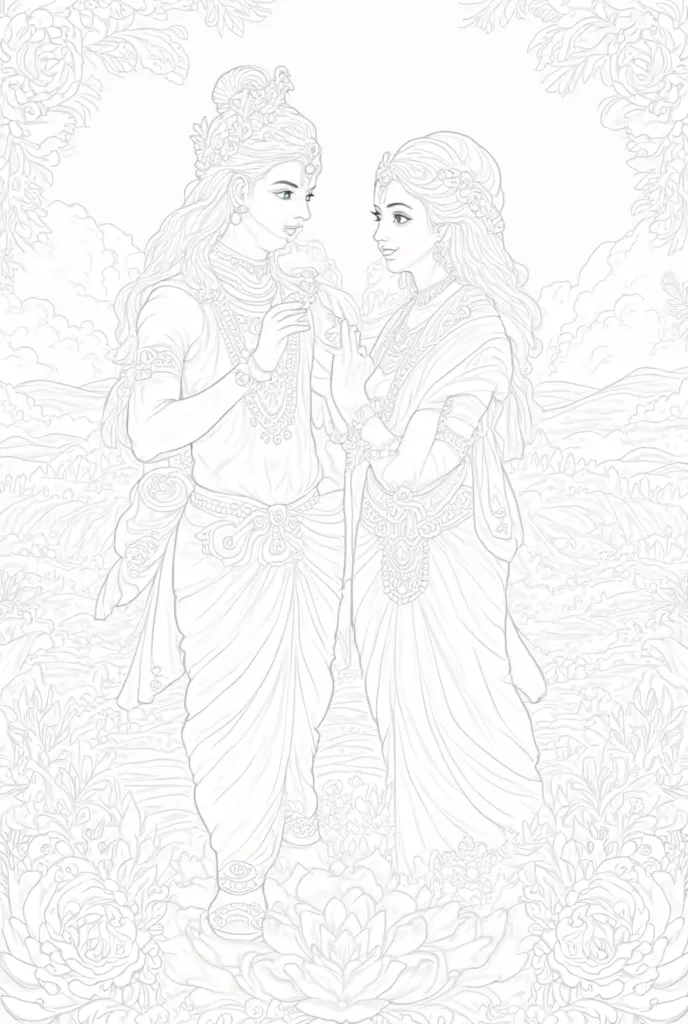 Coloring page of Radha Krishna