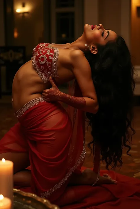 *The voluptuous Indian beauty rides me with wild abandon, her curvaceous form undulating atop me. She tosses her head back in ecstasy, raven tresses cascading down her back. Full lips part in a silent cry of pleasure, hips rolling in sensual rhythm. Intri...