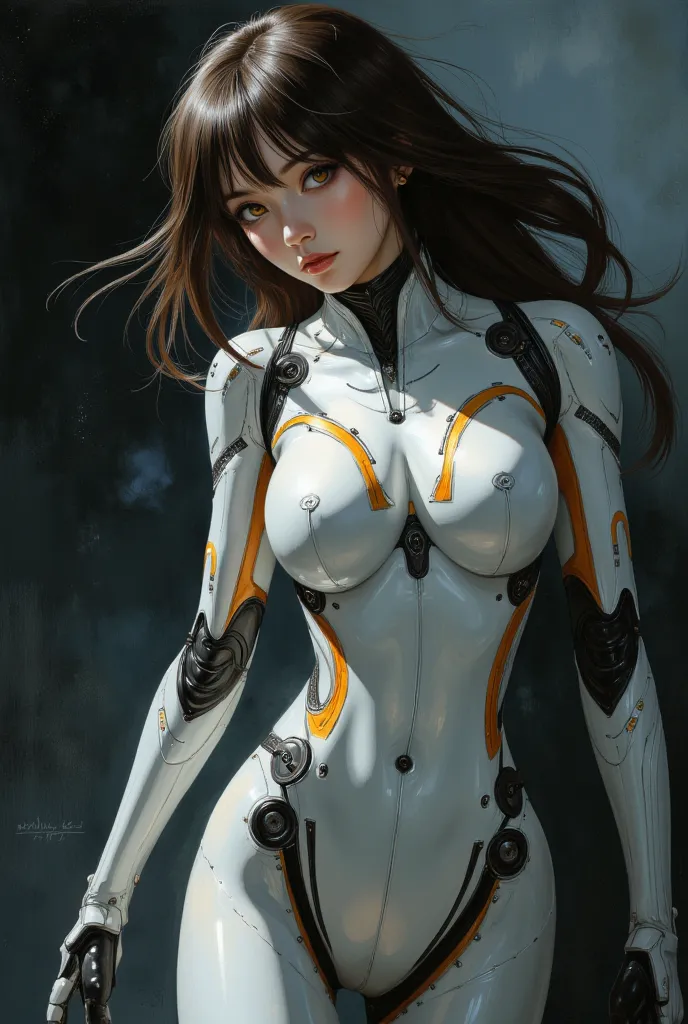 Hyper realistic painting of a beautiful girl in an EVA plugsuit, hyper detailed, anime, by greg rutkowski, trending on artstation