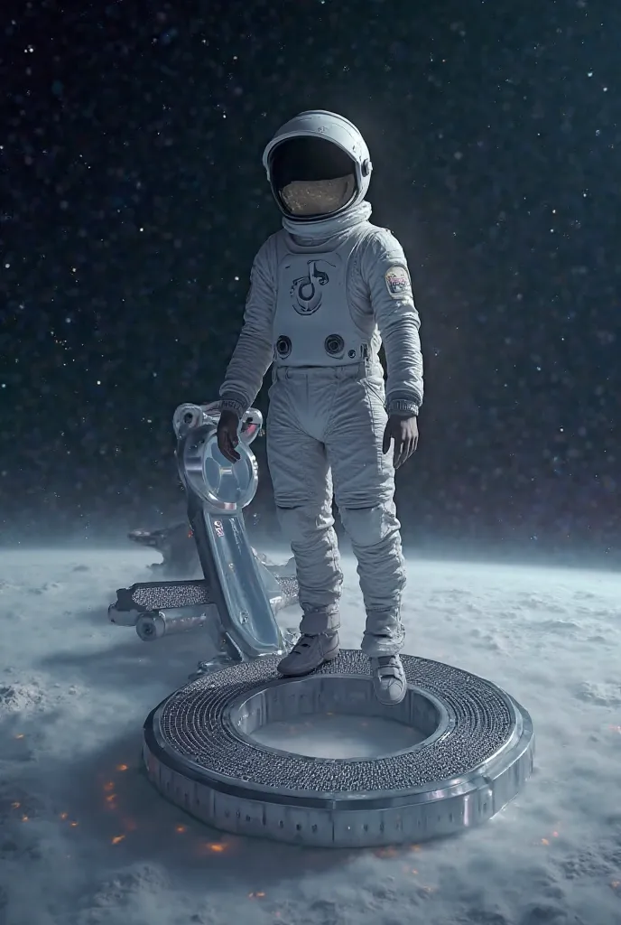 Man in space suit sitting on a large key with TikTok logo on it