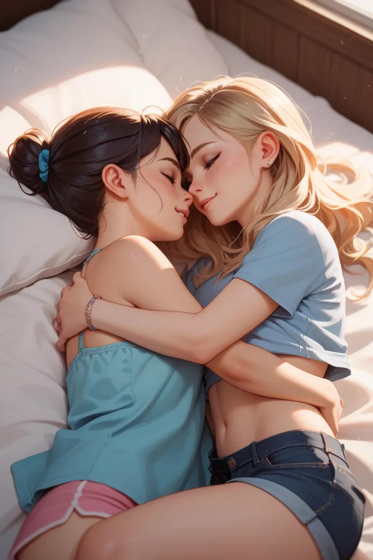 2girls, nsfw, yuri,loli,cuddling each other