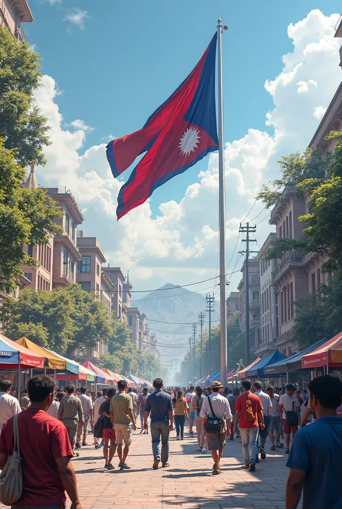 Photos/scenes of a democratic country with flag of Nepal