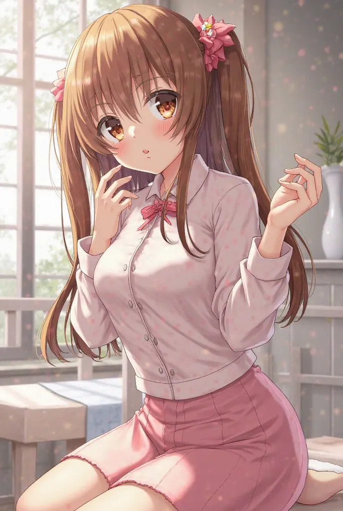 Anime girl Yuki Suou shows off her pussy