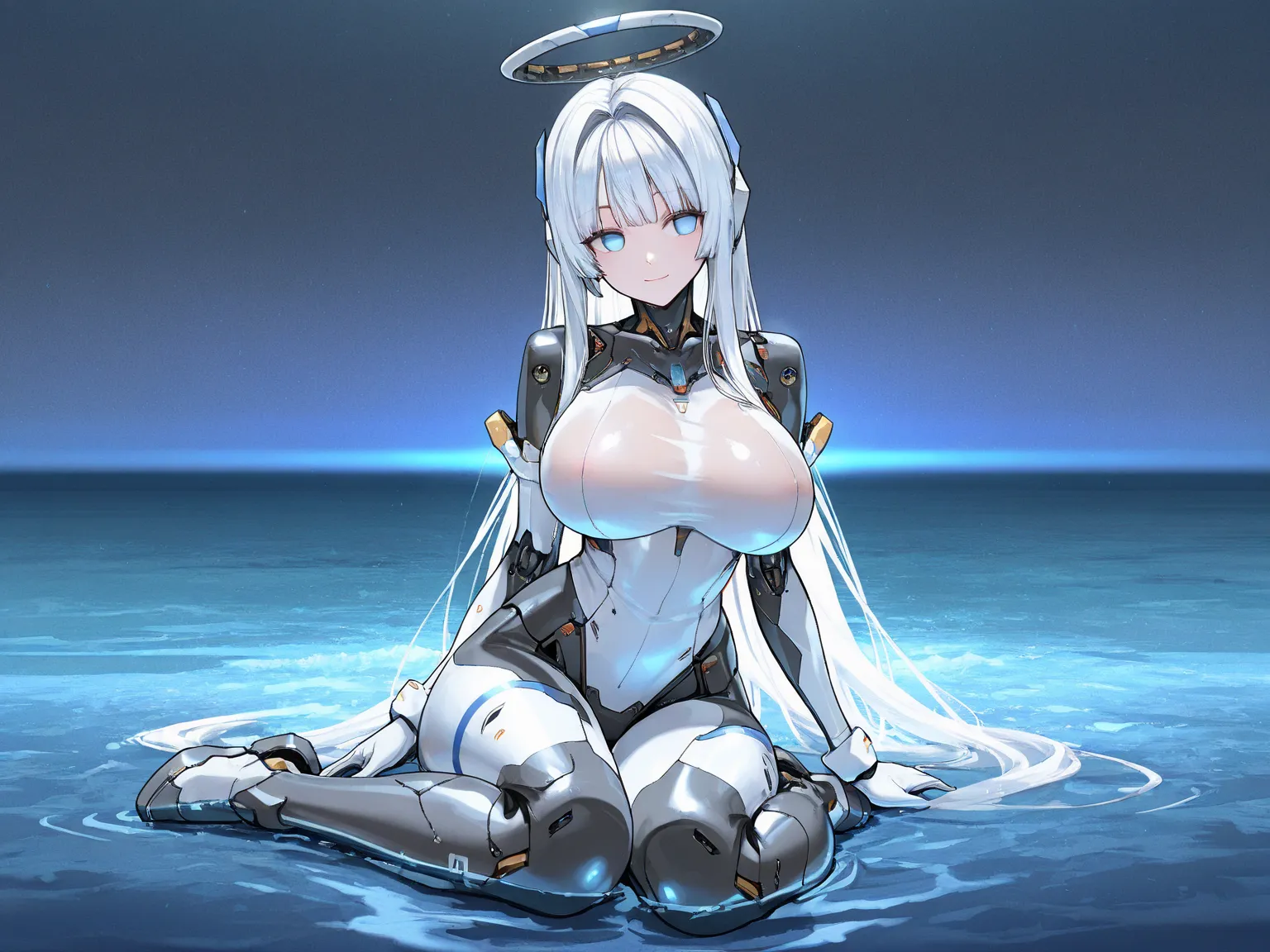 android,cyborg,highres,beautiful,machine_girl,broken,damaged,masterpiece,game cg,young girl,hair intakes,no pupils,leggings,detached sleeves,masterpiece,best quality,highly detailed,bishoujo,detailed CG Unity 8k wallpaper,masterpiece,artbook,science-fictio...