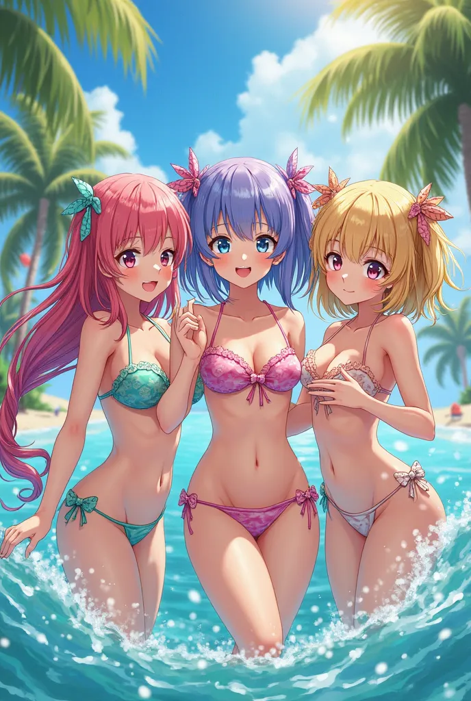 Anime girls in 2 piece swimsuit 