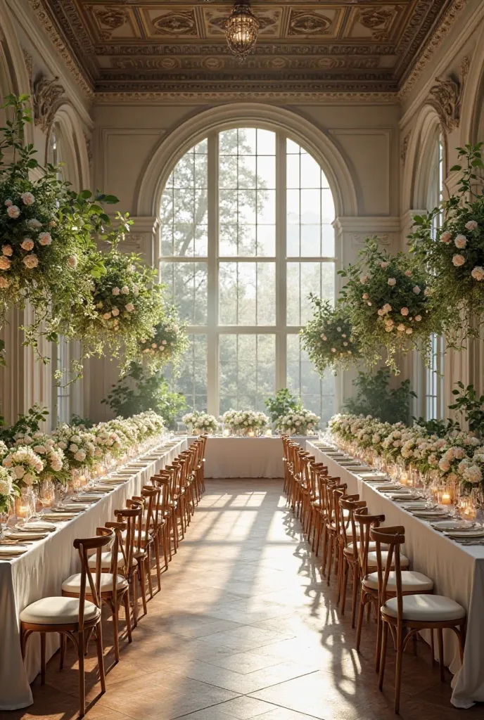 Salle de mariage décoré en vert blanc et kaki